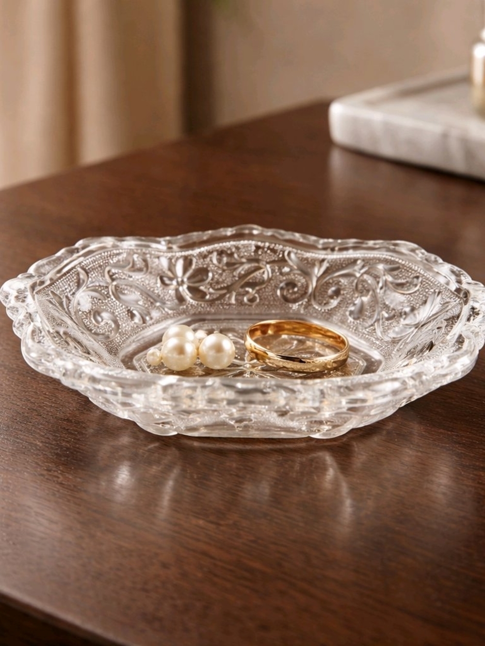 Vintage Indiana Glass Clr Sandwich Pattern 6" Hexagonal Candy/Trinket Dish Bowl